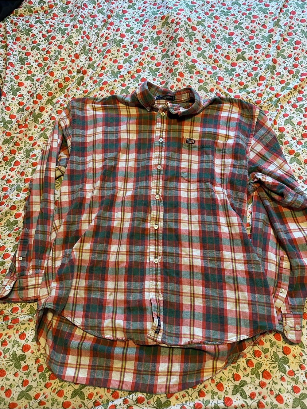 Arrow Men's Plaid Button-Down Shirt in Red, Green & White